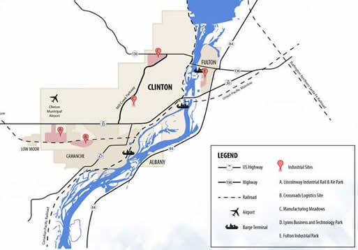 Clinton Iowa map Albany Illinois
